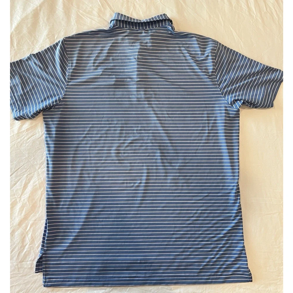 PETER MILLAR XL Summer Comfort Polo Mens Blue- White Stripe Golf Vacation Preppy - Picture 3 of 13